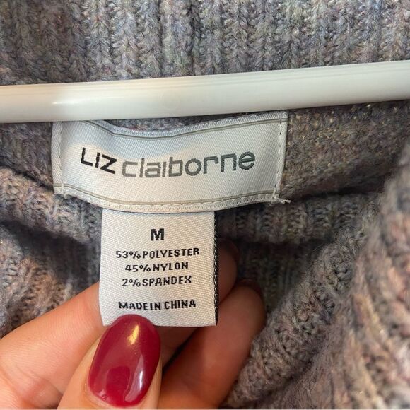Liz Claiborne Cowl Neck Not Sweater Purple, Blue and Grey Size Medium - Picture 7 of 10